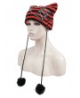 Devil Fashion Black and Red Gothic Grunge Striped Crochet Cat Beanie Hat