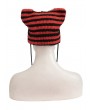 Devil Fashion Black and Red Gothic Grunge Striped Crochet Cat Beanie Hat