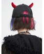 Devil Fashion Black and Red Devil Horns Gothic Punk Studded Peaked Cap
