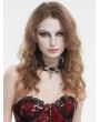 Devil Fashion Black Vintage Gothic Silver Cross Pendant Jeweled Lace Choker