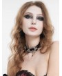 Devil Fashion Black Vintage Gothic Silver Cross Pendant Jeweled Lace Choker