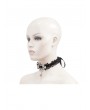 Devil Fashion Black Vintage Gothic Silver Cross Pendant Jeweled Lace Choker