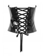 Devil Fashion Black Gothic Lace Trim Leather Overbust Corset Top for Women