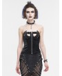 Devil Fashion Black Sexy Gothic Punk Rivet Cutout Overbust Corset Top for Women