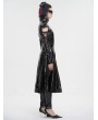 Devil Fashion Black Gothic Punk Cutout Sleeves Leather Long Coat for Women