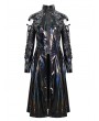 Devil Fashion Black Gothic Punk Cutout Sleeves Leather Long Coat for Women