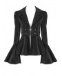 Devil Fashion Black Gothic Vintage Long Trumpet Sleeves Jacket for Women