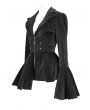 Devil Fashion Black Gothic Vintage Long Trumpet Sleeves Jacket for Women