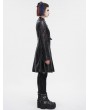 Devil Fashion Black Gothic Punk Buckle Straps Mid-length Coat for Women