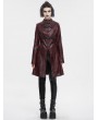 Devil Fashion Red Gothic Punk Buckle Straps Mid-length Coat for Women