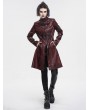 Devil Fashion Red Gothic Punk Buckle Straps Mid-length Coat for Women