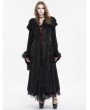 Devil Fashion Black Gothic Vintage Fur Warm Hooded Long Cape Coat for Women