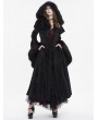 Devil Fashion Black Gothic Vintage Fur Warm Hooded Long Cape Coat for Women