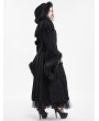 Devil Fashion Black Gothic Vintage Fur Warm Hooded Long Cape Coat for Women