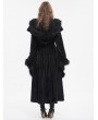 Devil Fashion Black Gothic Vintage Fur Warm Hooded Long Cape Coat for Women