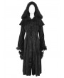 Devil Fashion Black Gothic Vintage Fur Warm Hooded Long Cape Coat for Women