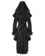 Devil Fashion Black Gothic Vintage Fur Warm Hooded Long Cape Coat for Women