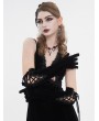 Devil Fashion Black Gothic Vintage Full Finger Velvet Lace-Up Gloves