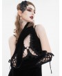 Devil Fashion Black Gothic Vintage Full Finger Velvet Lace-Up Gloves