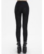 Devil Fashion Black Gothic Casual Hollow Out Lace-Up Leggings for Women