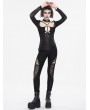 Devil Fashion Black Gothic Casual Hollow Out Lace-Up Leggings for Women