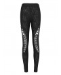 Devil Fashion Black Gothic Casual Hollow Out Lace-Up Leggings for Women