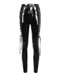 Devil Fashion Black Gothic Punk Skinny Side Hollow Leather Pants for Women