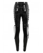 Devil Fashion Black Gothic Punk Skinny Side Hollow Leather Pants for Women