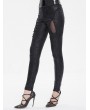 Devil Fashion Black Gothic Brocade Pattern Hollow out Leggings for Women