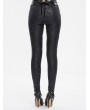 Devil Fashion Black Gothic Brocade Pattern Hollow out Leggings for Women