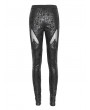 Devil Fashion Black Gothic Brocade Pattern Hollow out Leggings for Women