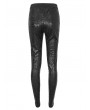 Devil Fashion Black Gothic Brocade Pattern Hollow out Leggings for Women