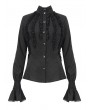 Devil Fashion Black Gothic Retro Ruffles Long Sleeve Shirt for Women