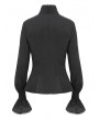Devil Fashion Black Gothic Retro Ruffles Long Sleeve Shirt for Women