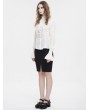 Devil Fashion White Gothic Retro Ruffles Long Sleeve Shirt for Women