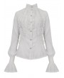 Devil Fashion White Gothic Retro Ruffles Long Sleeve Shirt for Women