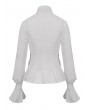 Devil Fashion White Gothic Retro Ruffles Long Sleeve Shirt for Women