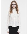 Devil Fashion White Gothic Retro Ruffles Long Sleeve Shirt for Women