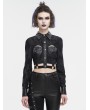 Devil Fashion Black Gothic Punk Stylish Rivet Crpped Shirt for Women