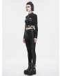 Devil Fashion Black Gothic Punk Stylish Rivet Crpped Shirt for Women