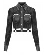 Devil Fashion Black Gothic Punk Stylish Rivet Crpped Shirt for Women