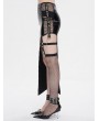 Devil Fashion Black Gothic Punk Sexy Leather Eyelet Side Split Bodycon Skirt