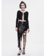 Devil Fashion Black Gothic Punk Sexy Leather Eyelet Side Split Bodycon Skirt