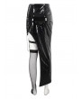 Devil Fashion Black Gothic Punk Sexy Leather Eyelet Side Split Bodycon Skirt