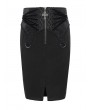 Devil Fashion Black Vintage Elegant Gothic Front Short Slit Midi Skirt