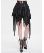 Devil Fashion Black Gothic Punk Net Splicing Pleated Irregular Skirt