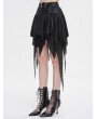 Devil Fashion Black Gothic Punk Net Splicing Pleated Irregular Skirt