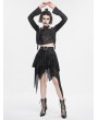 Devil Fashion Black Gothic Punk Net Splicing Pleated Irregular Skirt