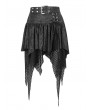 Devil Fashion Black Gothic Punk Net Splicing Pleated Irregular Skirt