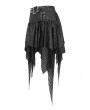 Devil Fashion Black Gothic Punk Net Splicing Pleated Irregular Skirt